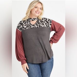 Maurice’s Colorblock Animal Print Tee, Size XL